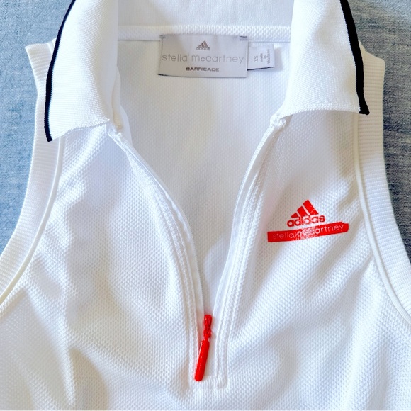EUC♥️ADIDAS STELLA McCARTNEY SLEEVELESS QUARTER ZIP POLO TOP SHIRT TANK WHITE XS - Picture 4 of 6